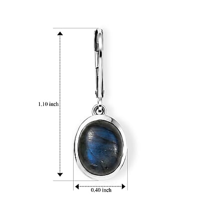 EverTrue Malagasy Labradorite 3.40 ctw Solitaire Earrings in Platinum Bond