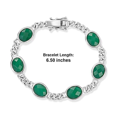 EverTrue Briolette Cut Verde Onyx 17.30 ctw Enchanted Forest Bracelet in Platinum Bond (6.50 In)