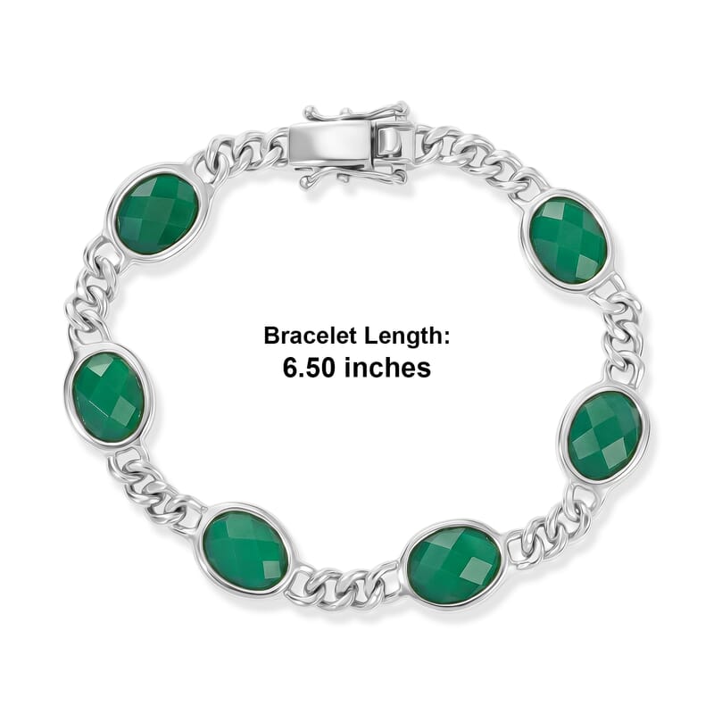 EverTrue Briolette Cut Verde Onyx 17.30 ctw Enchanted Forest Bracelet in Platinum Bond (6.50 In)