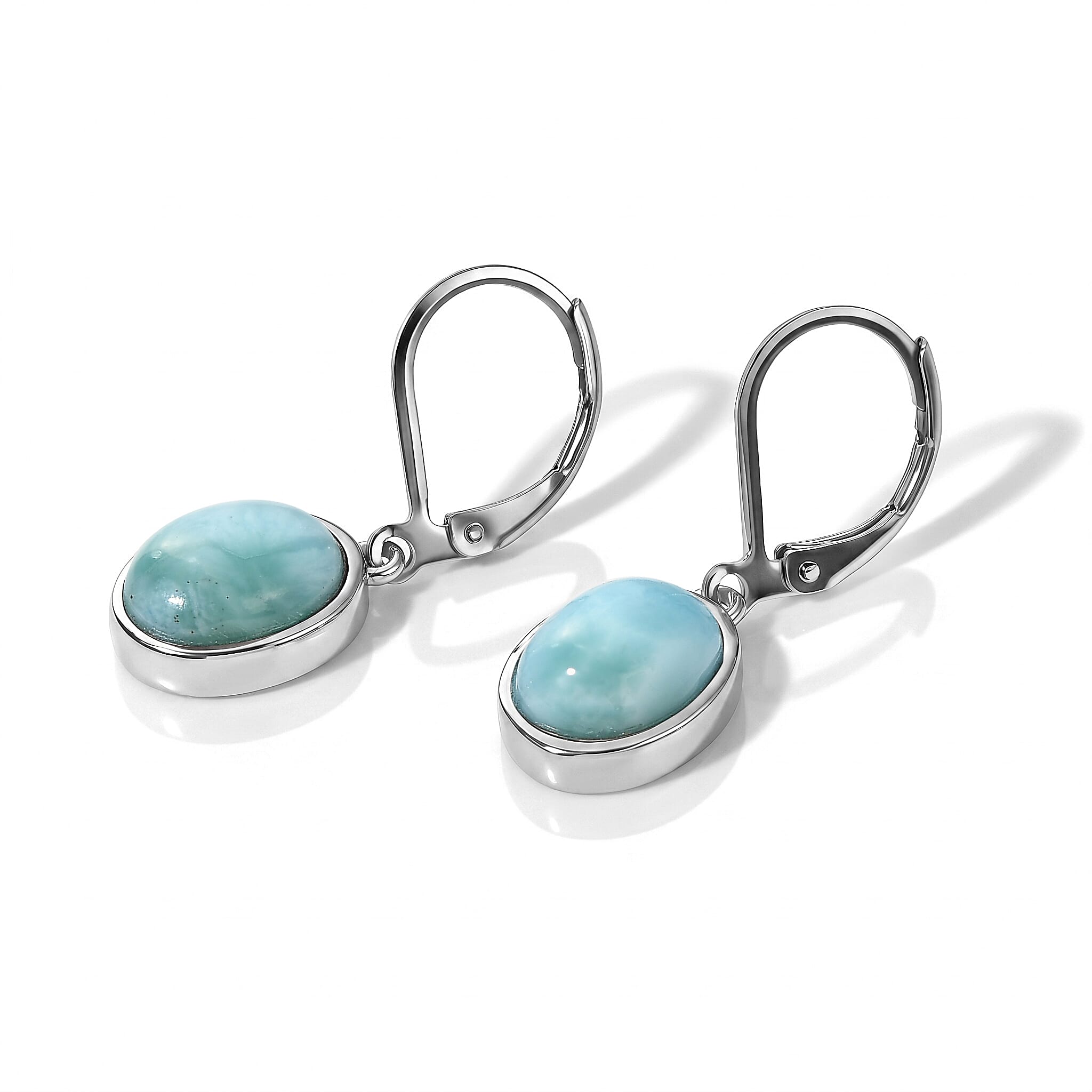 EverTrue Larimar 5.90 ctw Earrings in Platinum Bond