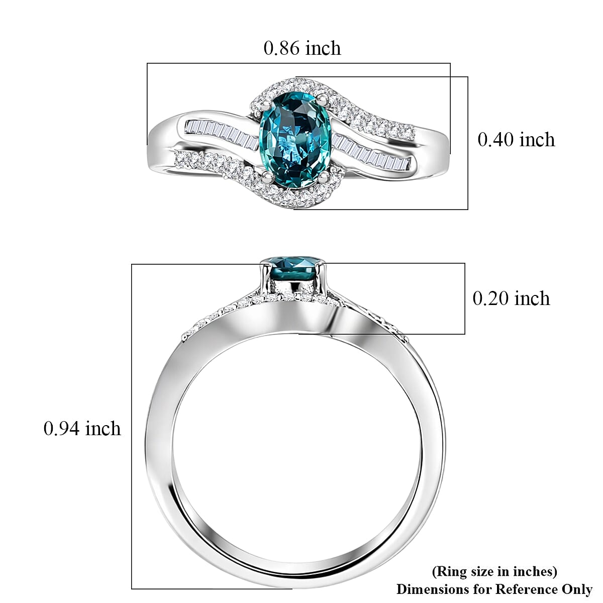 D'Joy Premium Montana Sapphire and Diamond 1.15 ctw Crossing Paths Ring in Rhodium Over Sterling Silver (Size  6.0)
