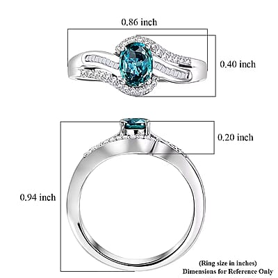 D'Joy Premium Montana Sapphire and Diamond 1.15 ctw Crossing Paths Ring in Rhodium Over Sterling Silver (Size  6.0)