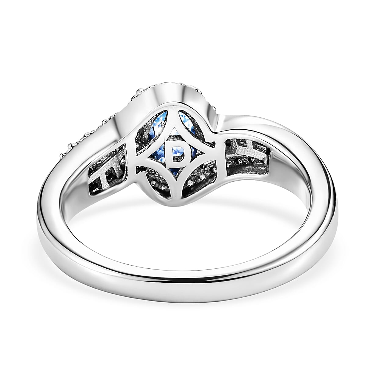 D'Joy Premium Montana Sapphire and Diamond 1.15 ctw Crossing Paths Ring in Rhodium Over Sterling Silver (Size 7.0) (Del. in 8-10 Days) image number 4