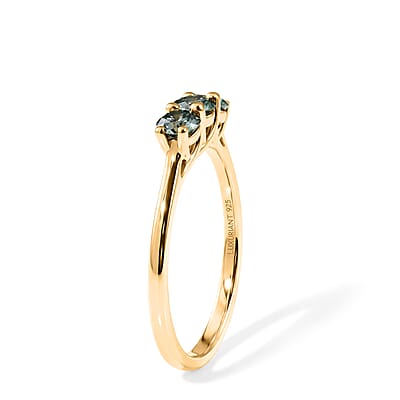 Luxuriant Lab Grown Green Diamond SI 0.50 ctw Band Ring in 18K Vermeil Yellow Gold Over Sterling Silver (Size 7.0)