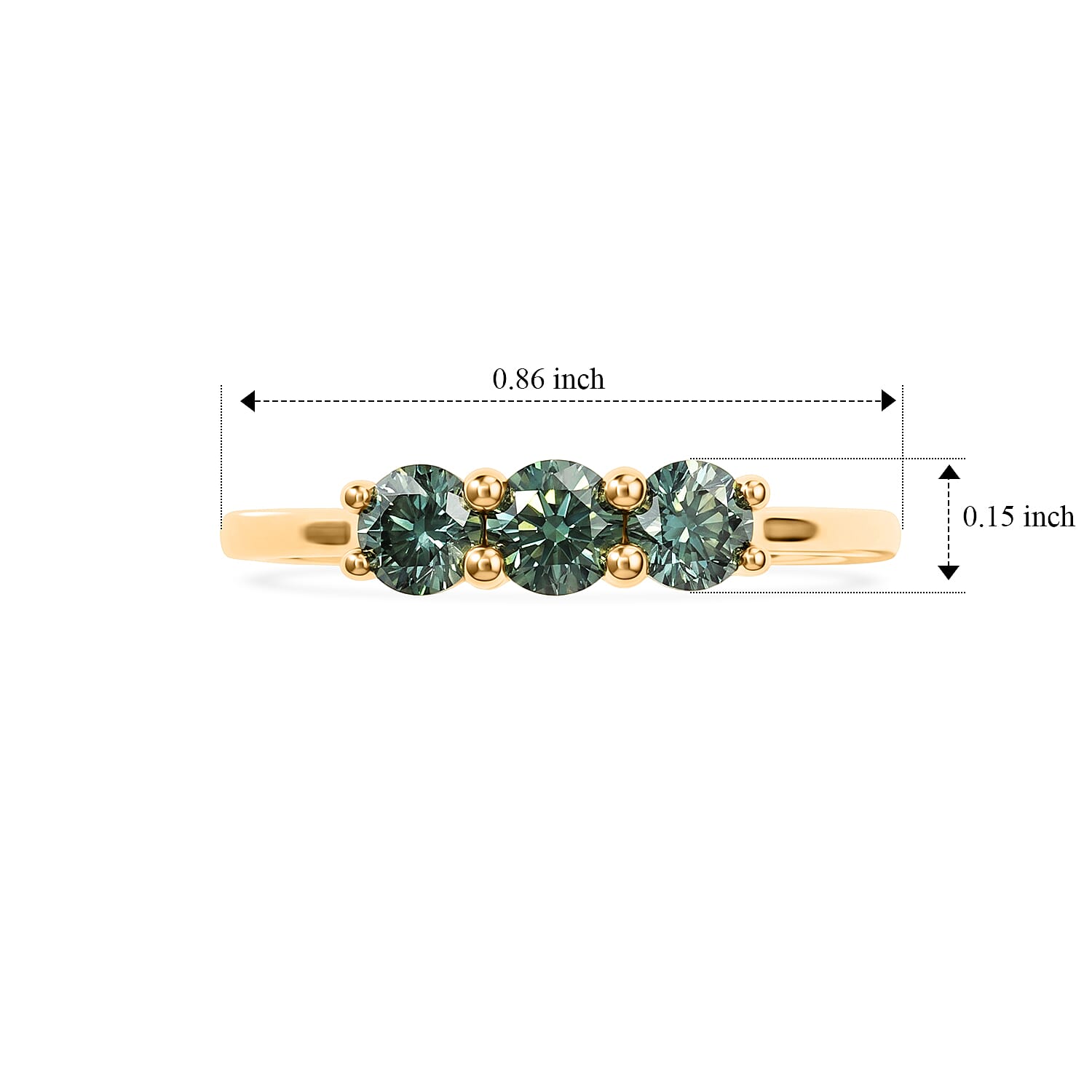 Luxuriant Lab Grown Green Diamond SI 0.50 ctw Band Ring in 18K Vermeil Yellow Gold Over Sterling Silver (Size 7.0)