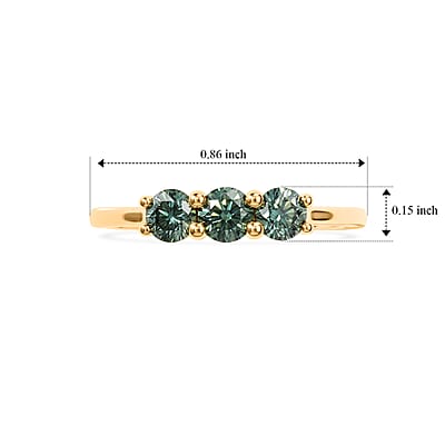 Luxuriant Lab Grown Green Diamond SI 0.50 ctw Band Ring in 18K Vermeil Yellow Gold Over Sterling Silver (Size 7.0)