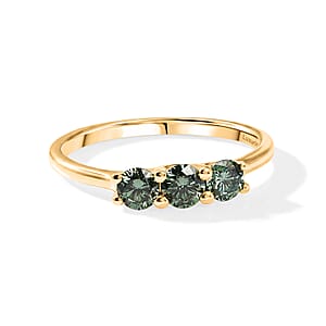 Luxuriant Lab Grown Green Diamond SI 0.50 ctw Band Ring in 18K Vermeil Yellow Gold Over Sterling Silver (Size 8.0)