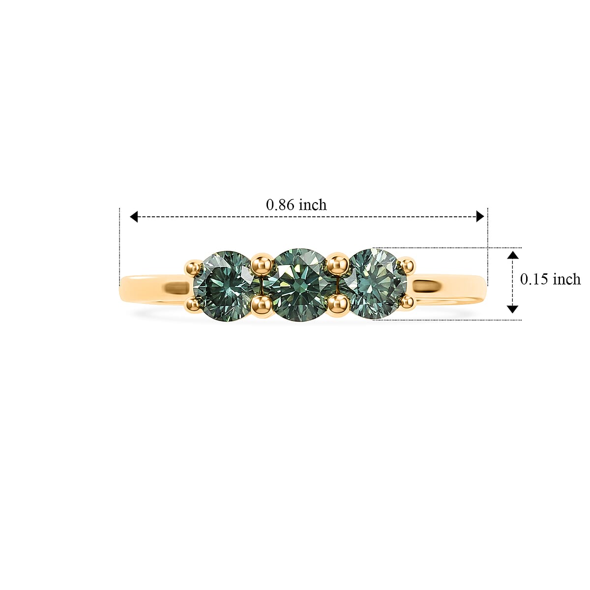 Luxuriant Lab Grown Green Diamond SI 0.50 ctw Band Ring in 18K Vermeil Yellow Gold Over Sterling Silver (Size 8.0) image number 4