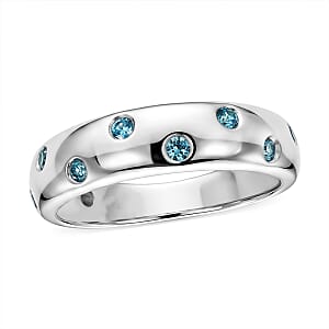 Luxuriant Lab Grown Blue Diamond SI 0.20 ctw Band Ring in Rhodium Over Sterling Silver (Size 6.0)