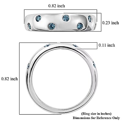 Luxuriant Lab Grown Blue Diamond SI 0.20 ctw Band Ring in Rhodium Over Sterling Silver (Size 6.0)