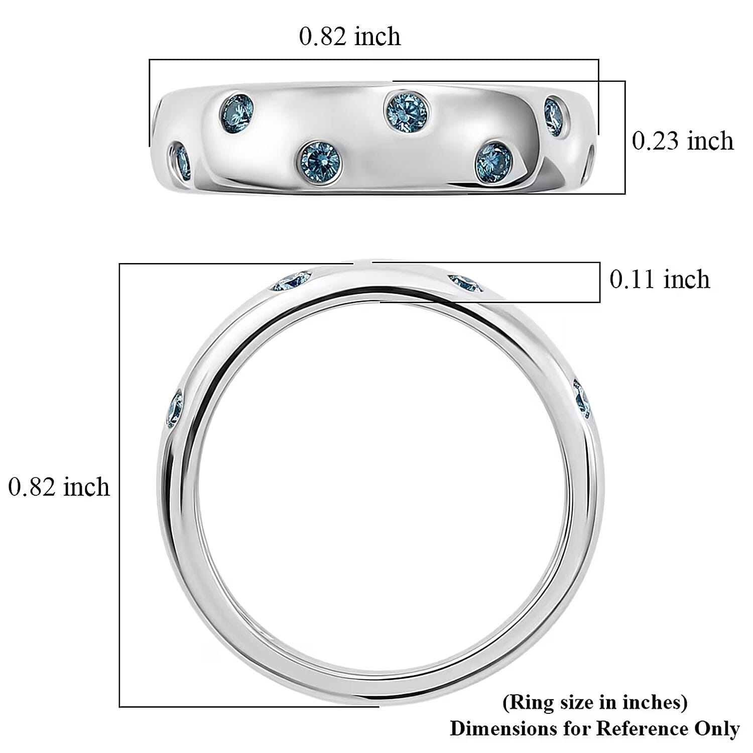 Doorbuster Luxuriant Lab Grown Blue Diamond SI 0.20 ctw Band Ring in Rhodium Over Sterling Silver (Size 7.0)