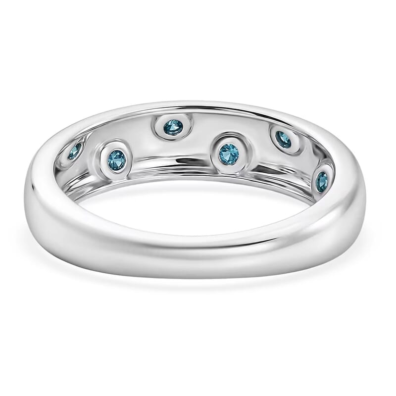 Doorbuster Luxuriant Lab Grown Blue Diamond SI 0.20 ctw Band Ring in Rhodium Over Sterling Silver (Size 7.0)