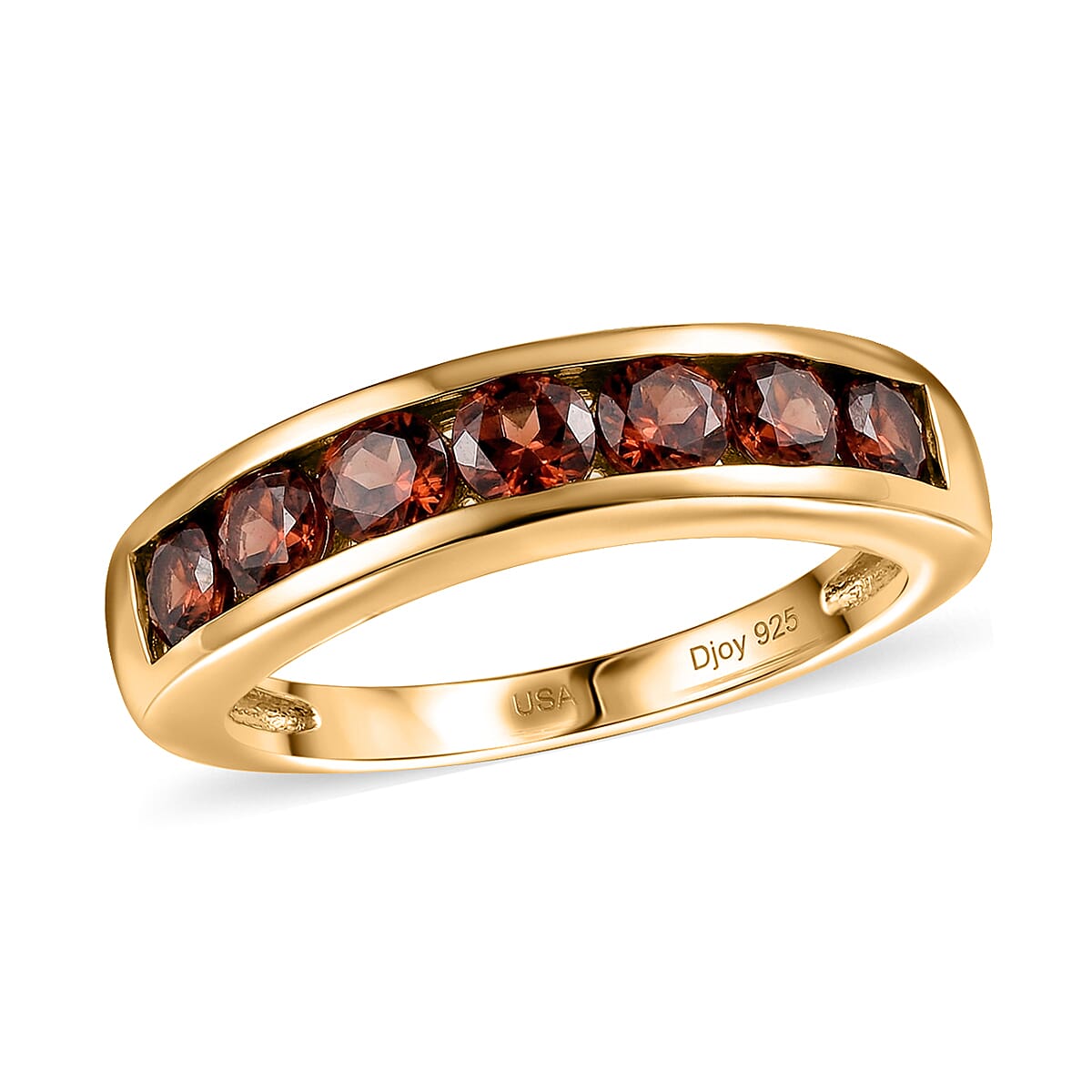 D'Joy AAA Red Zircon Half Eternity Ring in 18K Vermeil YG Over Sterling Silver (Size 10.0) 1.85 ctw