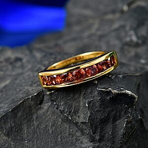 D'Joy AAA Red Zircon 1.85 ctw Regal Ruby Band Ring in 18K Vermeil Yellow Gold Over Sterling Silver (Size 5.0) (Del. in 8-10 Days)