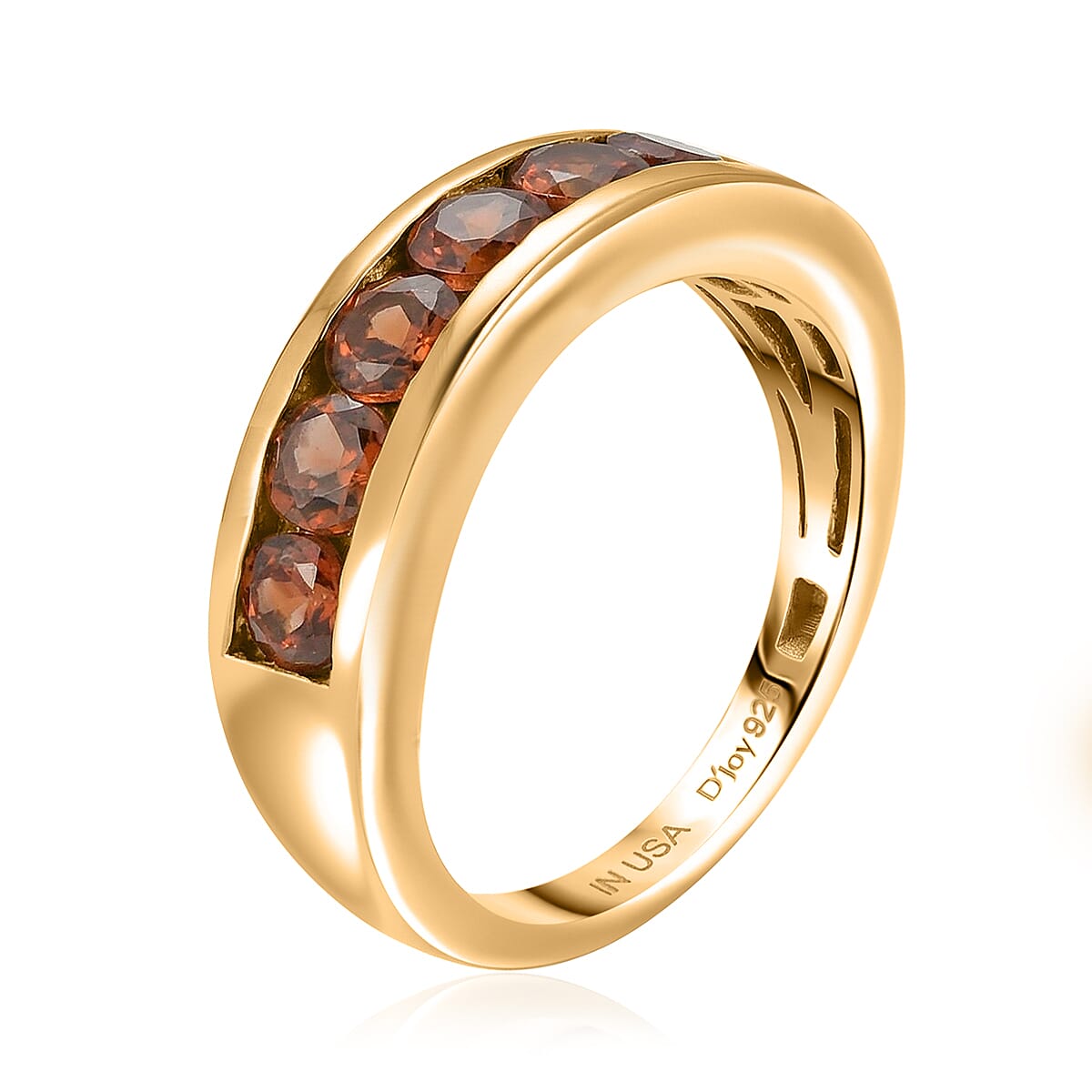 D'Joy AAA Red Zircon 1.85 ctw Regal Ruby Band Ring in 18K Vermeil Yellow Gold Over Sterling Silver (Size 5.0)