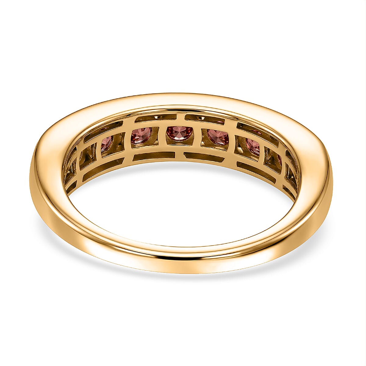 D'Joy AAA Red Zircon 1.85 ctw Regal Ruby Band Ring in 18K Vermeil Yellow Gold Over Sterling Silver (Size 5.0)