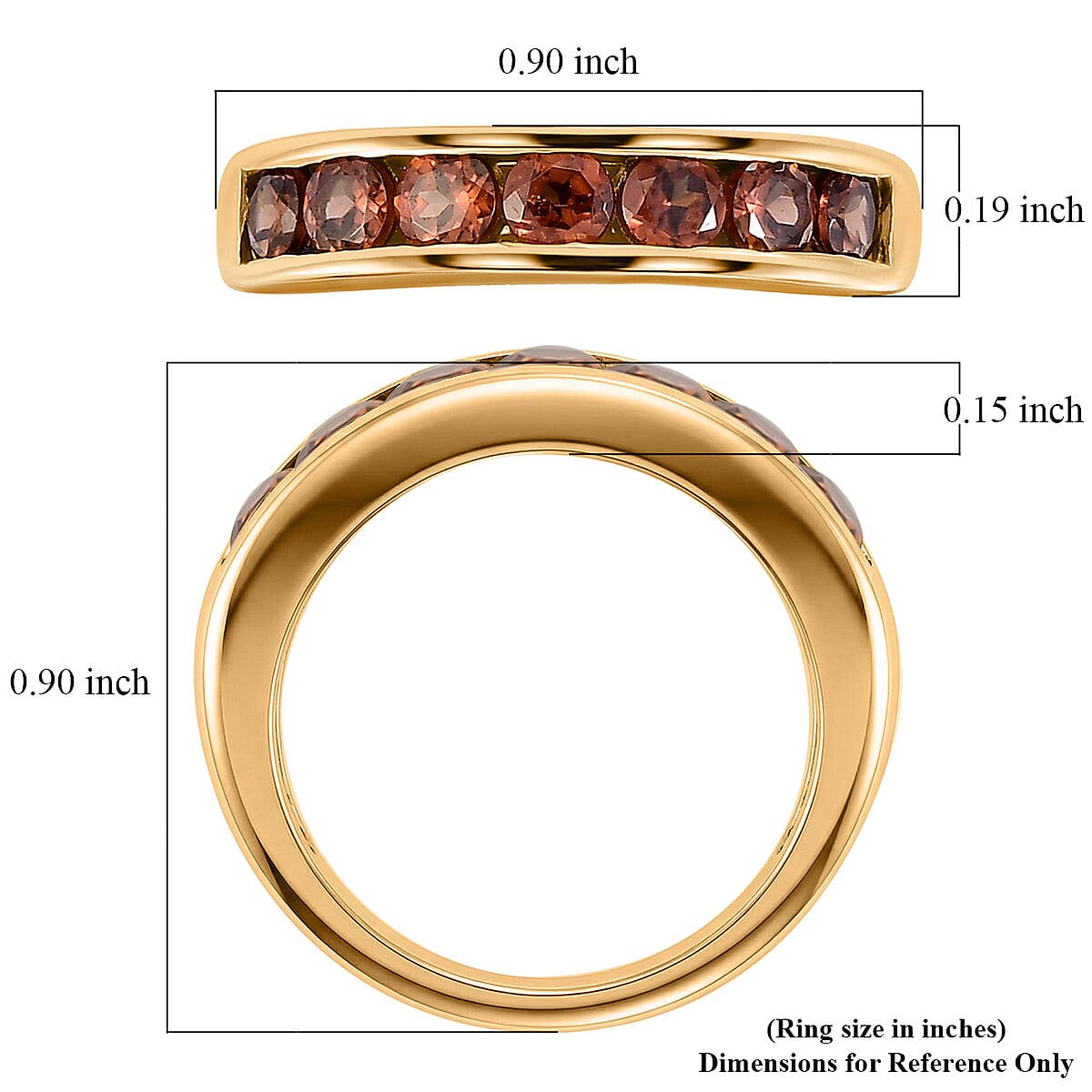 D'Joy AAA Red Zircon 1.85 ctw Regal Ruby Band Ring in 18K Vermeil Yellow Gold Over Sterling Silver (Size 5.0)