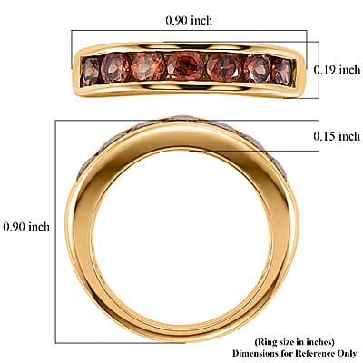 D'Joy AAA Red Zircon 1.85 ctw Regal Ruby Band Ring in 18K Vermeil Yellow Gold Over Sterling Silver (Size 5.0)