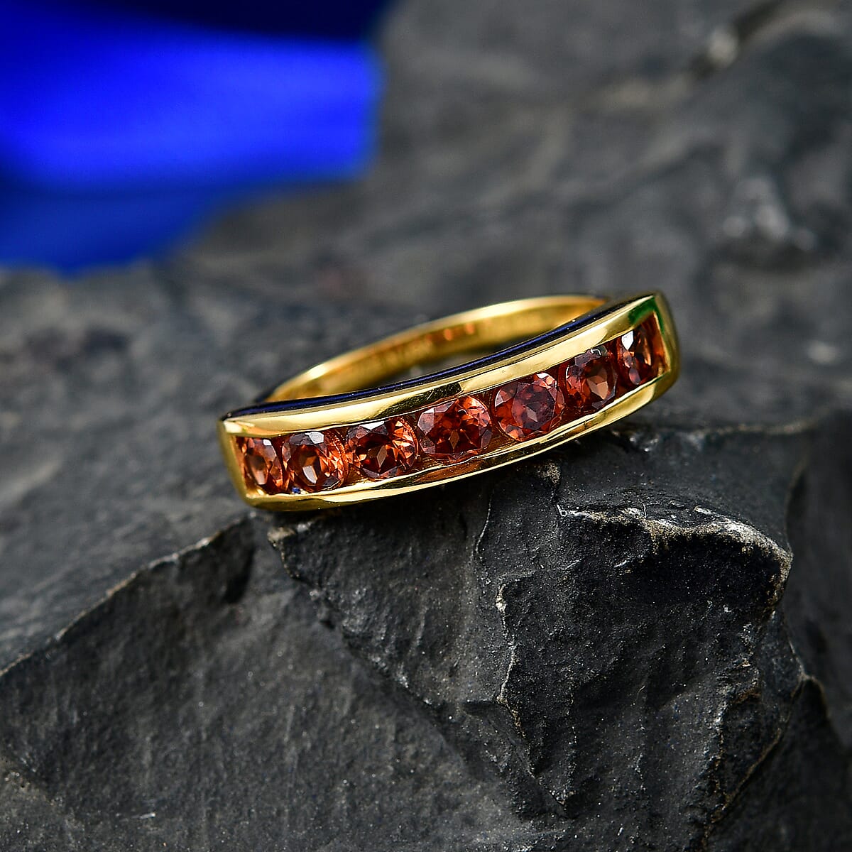 D'Joy AAA Red Zircon 1.85 ctw Half Eternity Ring in 18K Vermeil Yellow Gold Over Sterling Silver (Size 7.0) image number 1