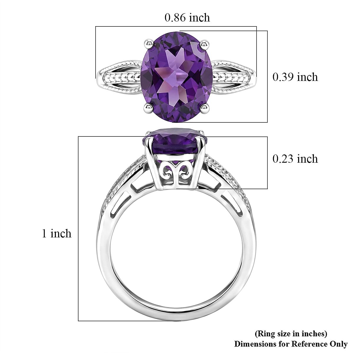 D'Joy Moroccan Amethyst Solitaire Ring in Rhodium Over Sterling Silver (Size 10.0) 2.50 ctw image number 5