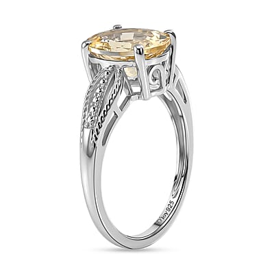 D'Joy Yellow Beryl 2.55 ctw Ring in Rhodium Over Sterling Silver (Size 10.0)