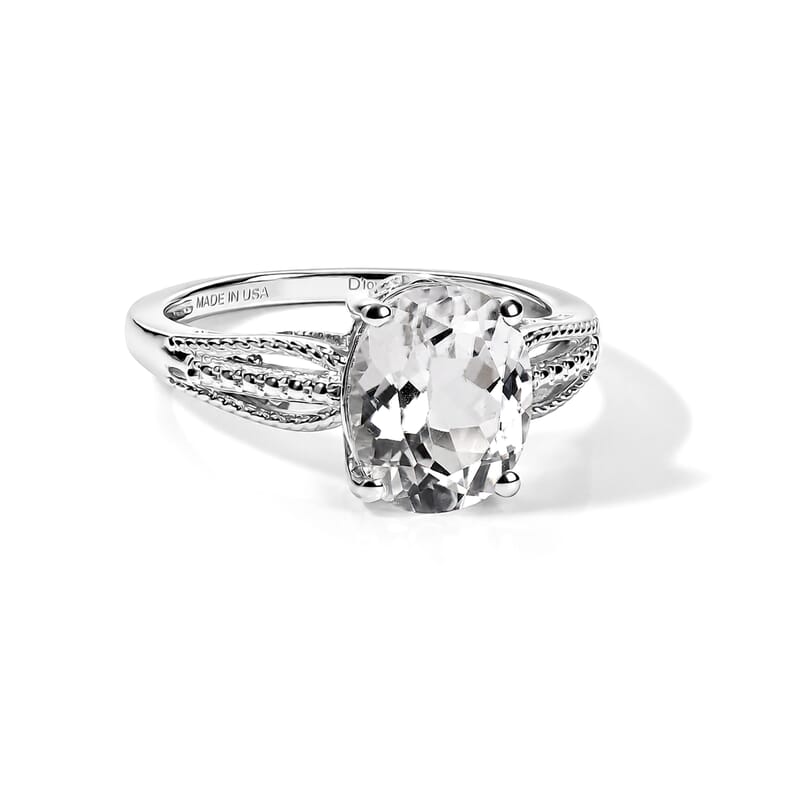 D'Joy White Kunzite 3.25 ctw Ring in Rhodium Over Sterling Silver (Size 9.0)