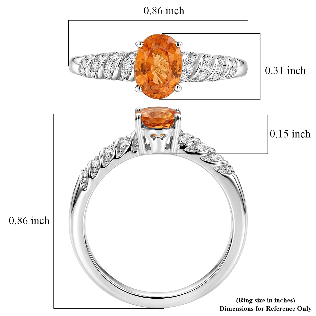 D'Joy Spessartine Garnet and White Zircon 1.35 ctw Ring in Rhodium Over Sterling Silver (Size  10.0)