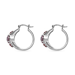 EverTrue Simulated Pink and Orange Diamond Hoop Earrings in Stainless Steel