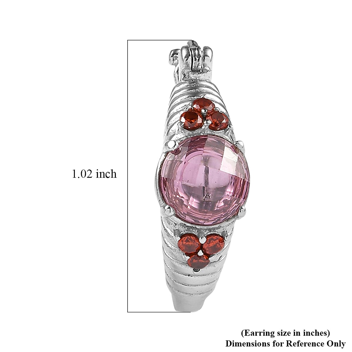 EverTrue Simulated Pink and Orange Diamond Hoop Earrings in Stainless Steel