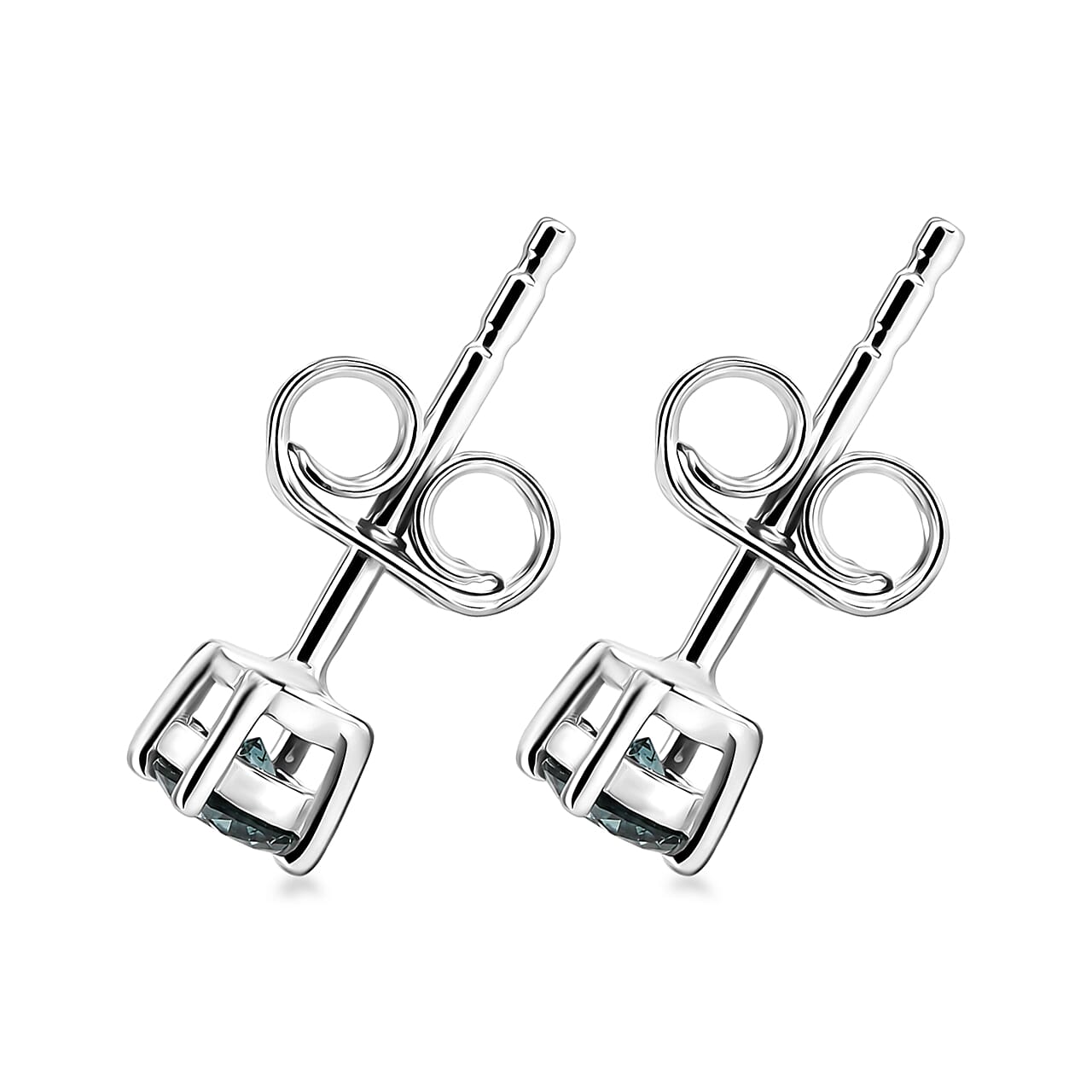 Luxuriant Lab Grown Blue Diamond IR SI 0.35 ctw Stud Earrings in Rhodium Over Sterling Silver