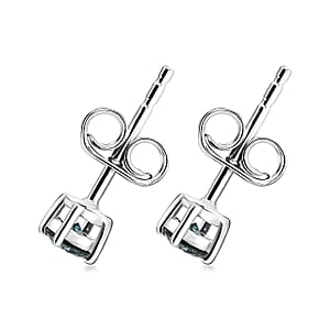 Luxuriant Lab Grown Blue Diamond IR SI 0.35 ctw Stud Earrings in Rhodium Over Sterling Silver