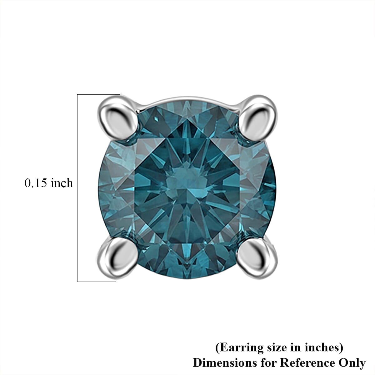 Luxuriant Lab Grown Blue Diamond IR SI 0.35 ctw Stud Earrings in Rhodium Over Sterling Silver