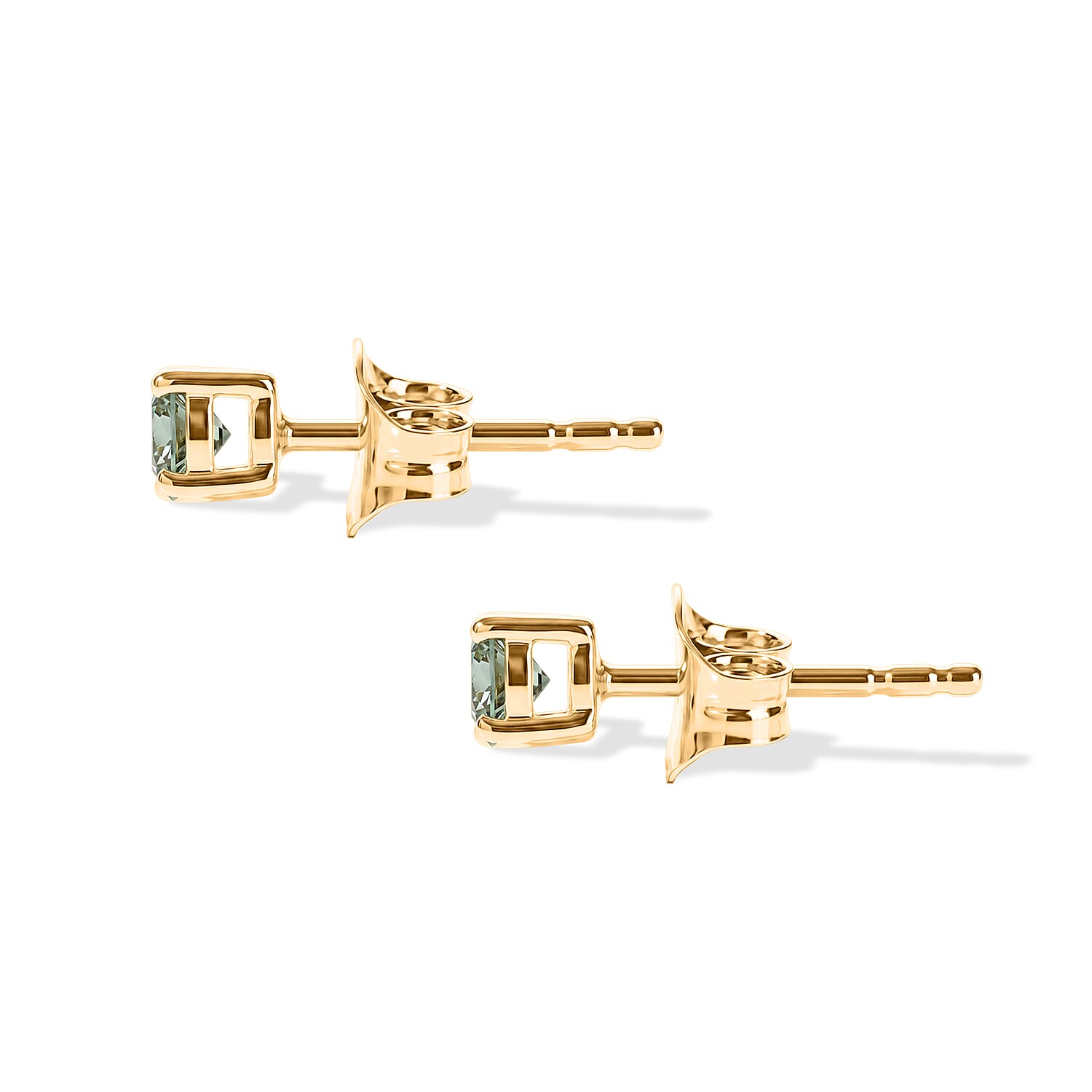 Luxuriant Lab Grown Green Diamond  Solitaire Stud Push Post Earring in 18K YG VermeilSterling Silver 0.30 ctw