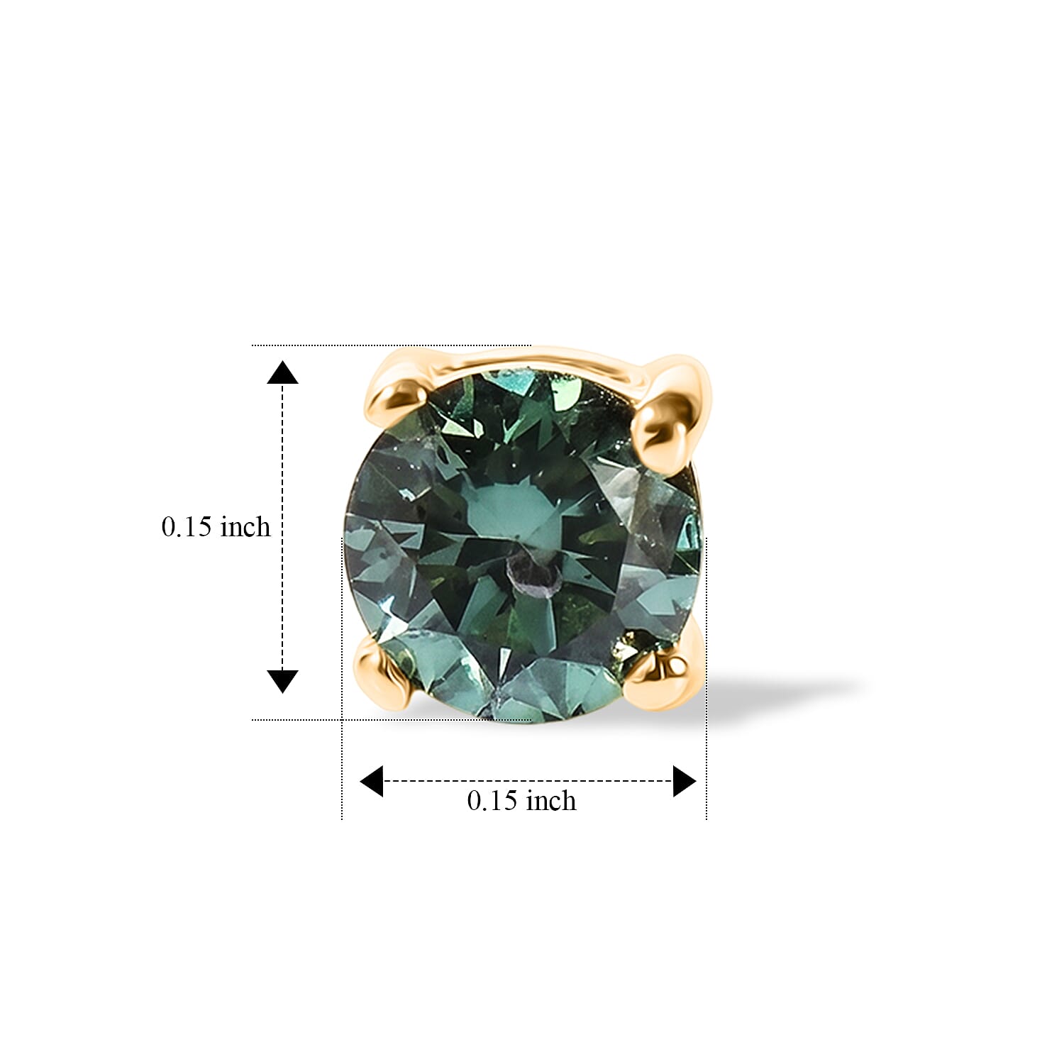 Luxuriant Lab Grown Green Diamond  Solitaire Stud Push Post Earring in 18K YG VermeilSterling Silver 0.30 ctw