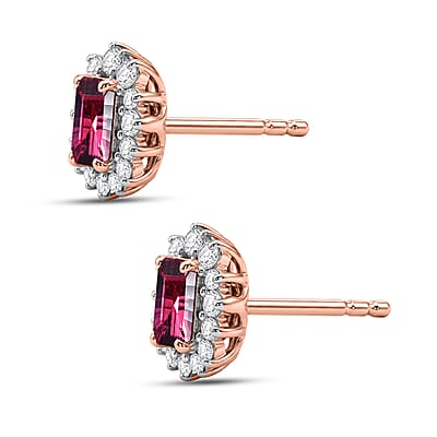 Certified and Appraised D'Joy Tanzanian Mahenge Garnet and Moissanite 2.85 ctw Earrings in 18K Vermeil Rose Gold Over Sterling Silver