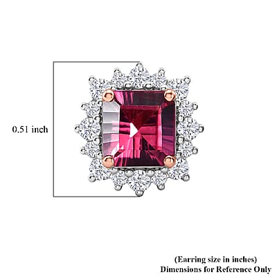 Certified and Appraised D'Joy Tanzanian Mahenge Garnet and Moissanite 2.85 ctw Earrings in 18K Vermeil Rose Gold Over Sterling Silver