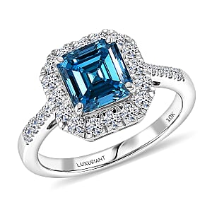 SGL Certified 10K White Gold Luxuriant Lab Grown BlueDiamond (IR), Lab Grown Diamond (VS) Ring (Size 10.0) 2.50 ctw