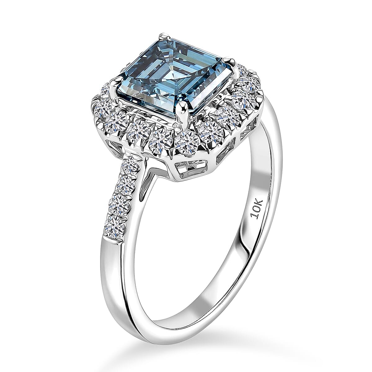 SGL Certified 10K White Gold Luxuriant Lab Grown BlueDiamond (IR), Lab Grown Diamond (VS) Ring (Size 10.0) 2.50 ctw image number 3