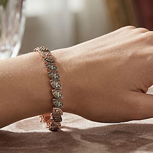 D'Joy Natural Champagne Diamond 3.50 ctw Flowing Vine Bracelet in Rhodium Over Sterling Silver (7.25 In)