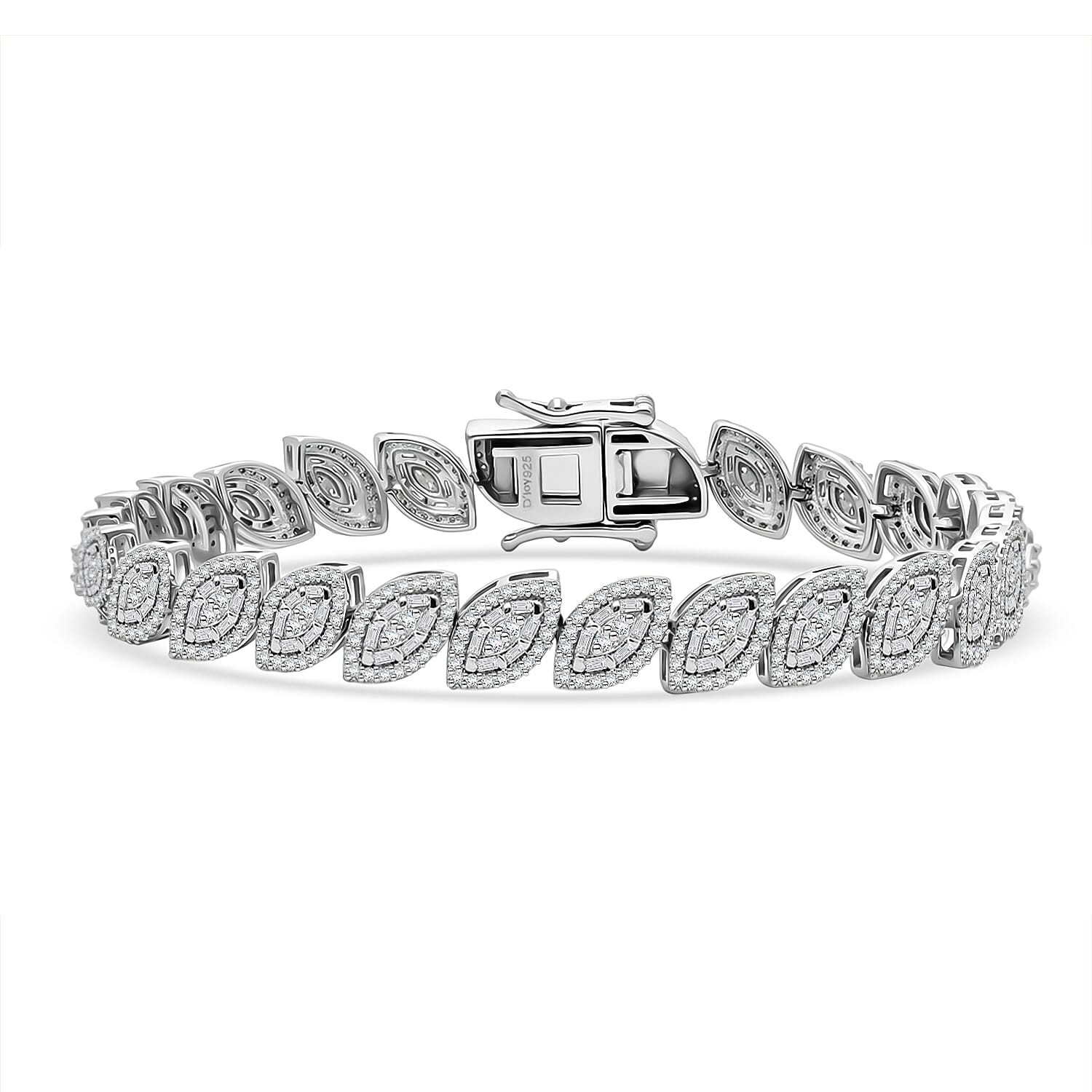 D'Joy Diamond 3.50 ctw Flowing Vine Bracelet in Rhodium Over Sterling Silver (7.25 In)