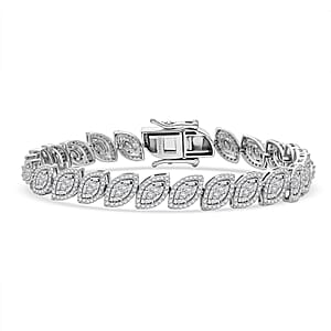 D'Joy Diamond 3.50 ctw Flowing Vine Bracelet in Rhodium Over Sterling Silver (7.25 In)