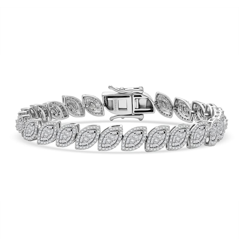 D'Joy Diamond 3.50 ctw Flowing Vine Bracelet in Rhodium Over Sterling Silver (7.25 In)
