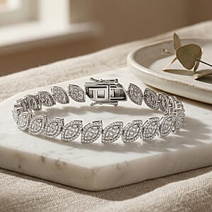 D'Joy Diamond 3.50 ctw Flowing Vine Bracelet in Rhodium Over Sterling Silver (7.25 In)