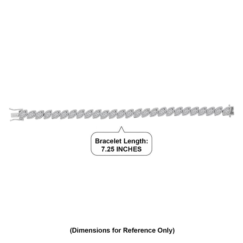 D'Joy Diamond 3.50 ctw Flowing Vine Bracelet in Rhodium Over Sterling Silver (7.25 In)