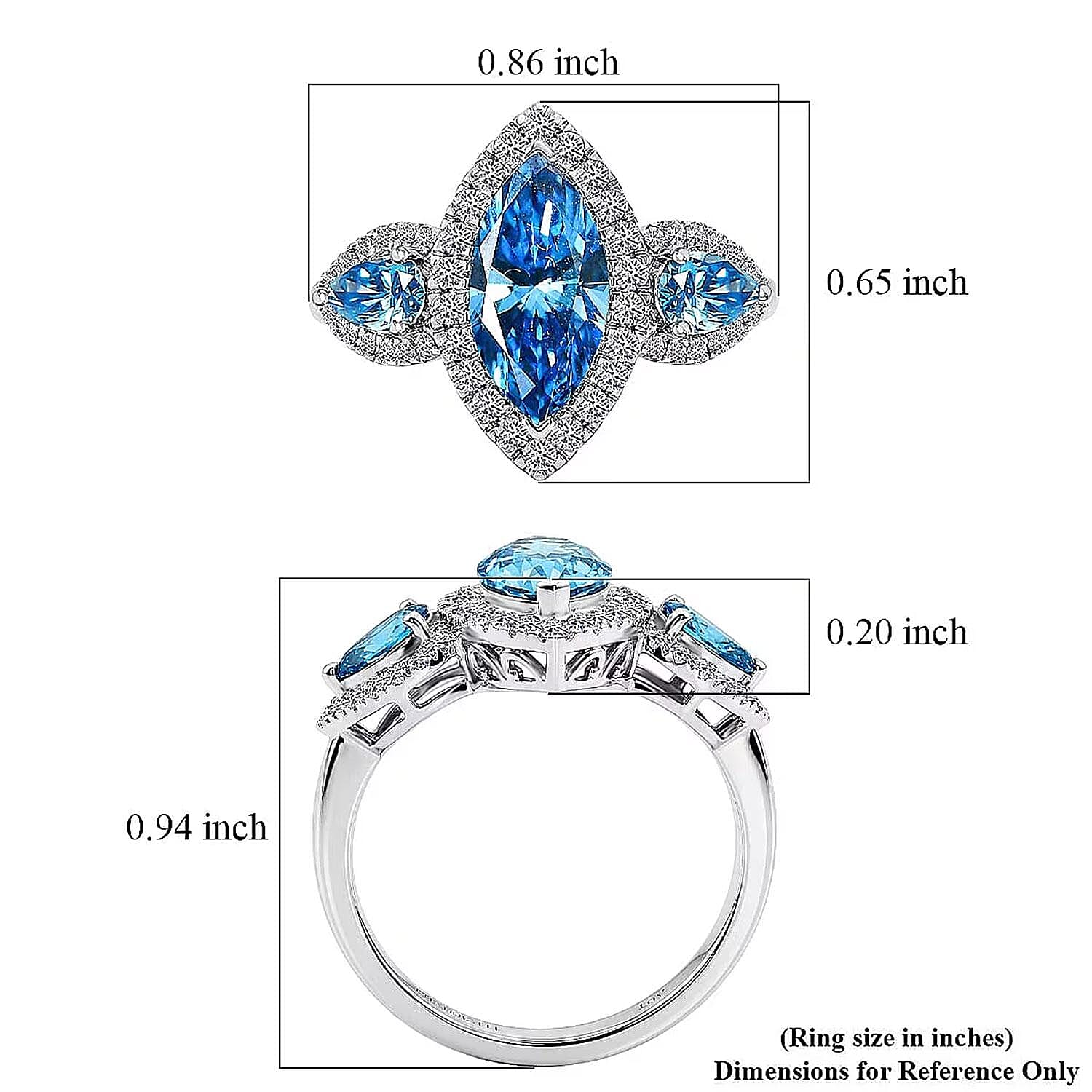 Luxuriant Lab Grown Blue Diamond IR and Lab Grown Diamond VS 2.50 ctw Trio Brilliance Halo Ring in 10K White Gold (Size 6.0)