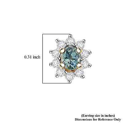 D'Joy Montana Sapphire and White Zircon 1.00 ctw Sunburst Earrings in 18K Vermeil Yellow Gold Over Sterling Silver