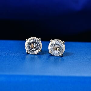 161 Facets Portuguese White Topaz 2.30 ctw Classic White Elegance Stud Earrings in 10K Yellow Gold (Del. in 10-12 Days)