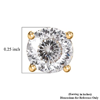 161 Facets Portuguese White Topaz 2.30 ctw Classic White Elegance Stud Earrings in 10K Yellow Gold