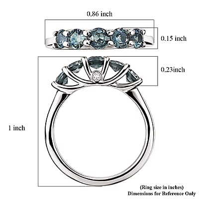 Montana Sapphire and Luxuriant Lab Grown Diamond G-H SI 1.50 ctw Five Elements Ring in Rhodium Over Sterling Silver (Size 10.0)