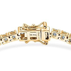 D'Joy Montana Sapphire 12.10 ctw Graduated Tennis Bracelet in 18K Vermeil Yellow Gold Over Sterling Silver (7.25 In) (Del. in 8-10 Days)